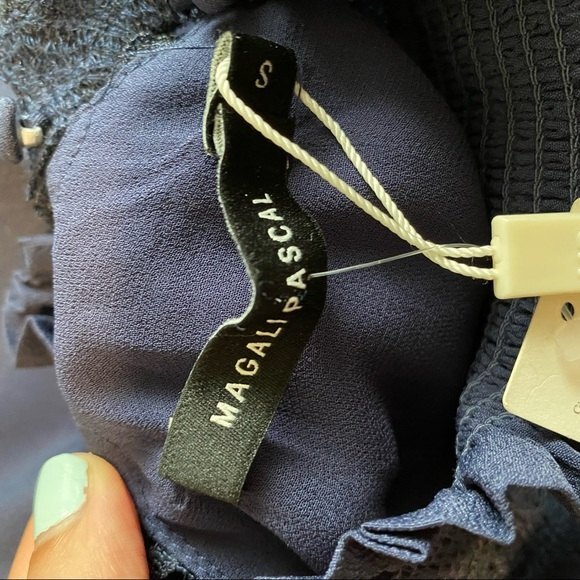 Magali Pascal Dress Anthropologie Navy Blue Clemence Lace Silk Coquette Mini - Picture 10 of 13